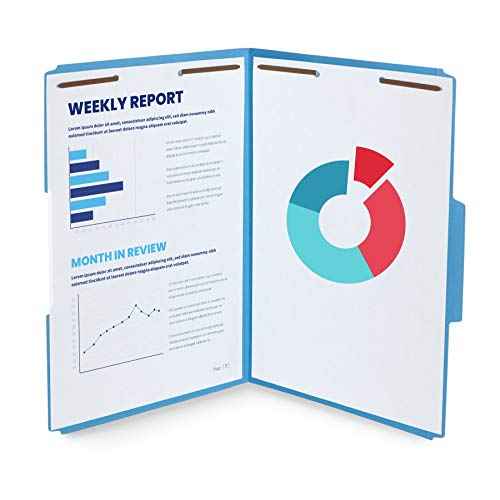 Blue Summit Supplies Blue File Folders with Fasteners, File Folders Legal Size, 1/3 Cut Reinforced Tabs, Durable 2 Prongs, Designed to Organize Standard Medical or Law Files, 50 Pack