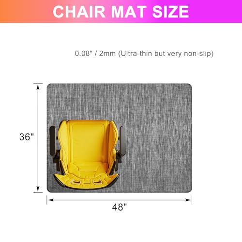Azadx Office Chair Mat for Hardwood Floor 36" x 48" Heavy Duty Chair Mat for Hardwood Floors Slip Resistant Floor Protector for Home Office Computer Desk Chair Mat for Rolling Chairs, Dark Grey