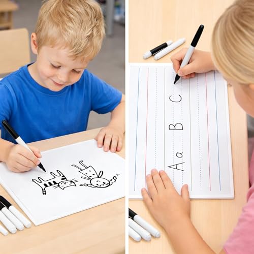 GAMENOTE Magnetic Dry Erase Lap Boards Set with Lined & Blank Sides, 6 Pack, 9x12 in