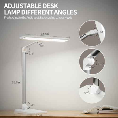 Desk Lamp with USB A+C Dual Charging Port, 23W 1000LM DC Adapter LED Dsek Light for Office Home, Eye-Caring Desk Light 3 Brightness Lamp for Computer, Video Conferencing, Workbench, Crafting, Reading