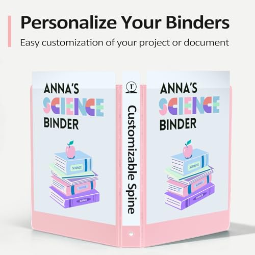 4 Pack Extra Durable 3 Ring Binders 1 Inch, Sooez 1¡± Three Ring Binder, Eco-Friendly & PVC Free, Customizable Clear View Cover for Letter Size 8.5 x 11'' Paper, Pastel School Office Supplies for Girl