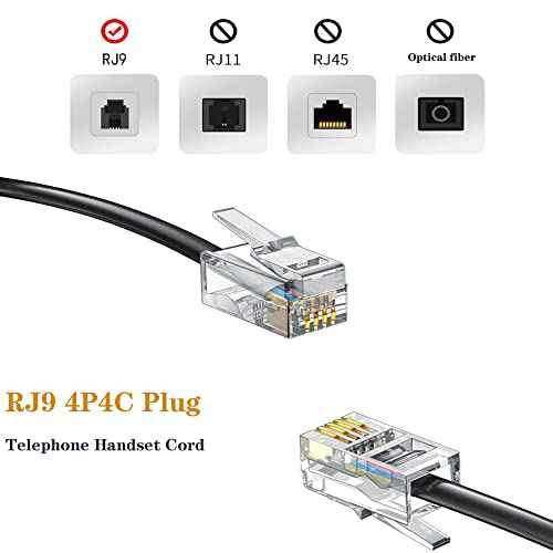 Phone Cord Landline8Ft Uncoiled / 1.4Ft Coiled Landline Phone Handset Cable RJ9 4P4C Telephone Accessory- Black (20pack)