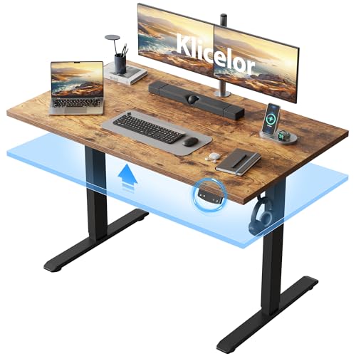Klicelor 48 Inch Rustic Brown Electric Standing Desk with Memory Presets