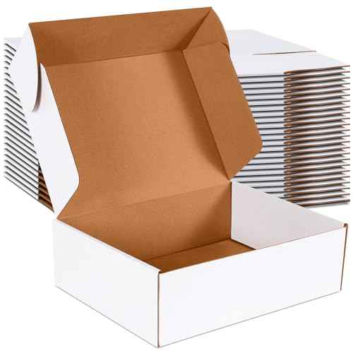 12x9x4 inch Shipping Boxes Set of 20, White Corrugated Cardboard Box Literature Mailer for Mailing Packing Moving and Storage
