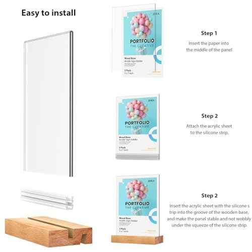 Acrylic Sign Holder with Wood Base 8.5x11 Inch Vertical and Slant Displays (2 Pack 8.5*11")