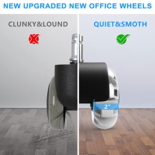 Omyoffice Black 2" Chair Wheels (Set of 5) Heavy-Duty 440 LBS Casters, Quiet Smooth Roll