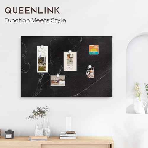 Dry Erase Board for Wall, 24'' x 18'' Decorative Magnetic Magent Board, White Board, Display Board for Home Office Decor - Black Marble