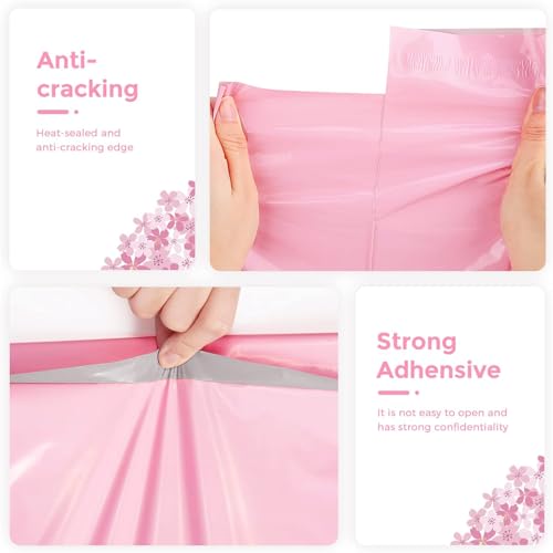 Metronic Light Pink Poly Mailers 10x13 Inches - 100 Pack Self Seal Shipping Bags for Clothes