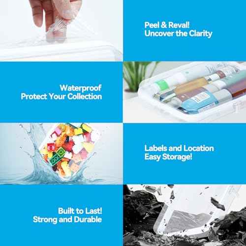 3Pcs Clear Hard Shell Zipper Case, BIiss Plastic Bins for Organizing, Clear Zipper Pouches Makeup Case & Lidded Storage Bins Organizer for Home Storage Cosmetics, Puzzles