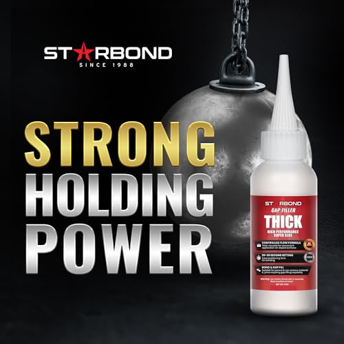Starbond Thick 2 oz Super Glue Pro Kit – Gap-Filling CA Adhesive with Clog-Resistant Cap, Microtips & Extra Nozzle