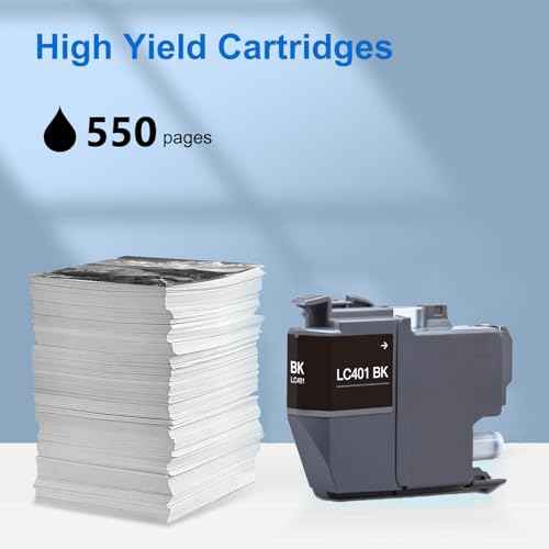 LC401XL Ink Cartridges Compatible for Brother Ink Cartridge LC 401XL Color Standard Yield Work with Brother Printer MFC-J1010DW MFC-J1170DW MFC-J1012DW 2 Black