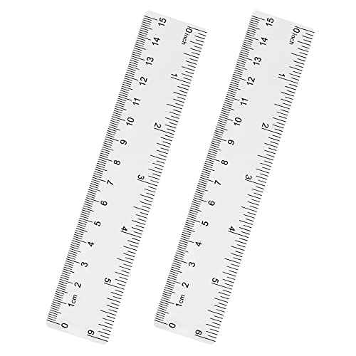 Clear Plastic 6 Inch Straight Ruler, Shatterproof With Inches and Centimeters for School, Classroom, Home, or Office (2pcs)