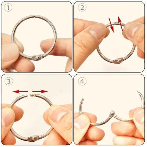 (40Pack) Book Rings 1 Inch Binder Rings with Metal Single Hole Punch.Nickel Plated Steel Paper Rings Metal Rings for Index Cards,Flash Card Rings,Silver