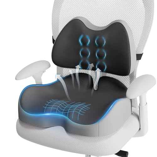 Benazcap X Large Memory Foam Seat Cushion Lumbar Support Pillow for Sciatica & Tailbone Pressure Relief Coccyx Pad for Office Chair, Wheelchair, Car, Home, Office