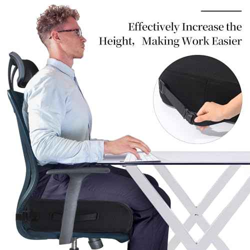 MABOZOO Extra Thick Chair Cushions,Office Chair Booster Seat Cushion to Raise Seat Height for Pain Relief,18 x 16 x 6 inch Non Slip Memory Foam Thick Cushion with Carry Handle£¨Black£©