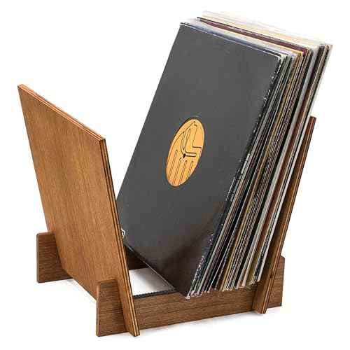 MPK Vinyl Record Stand Holder DIY Wood Vinyl Record Storage Hold up to 45 LP Records Desktop Mount Easy Assembly Album Records Display Organizer Record Player Accessories Gift