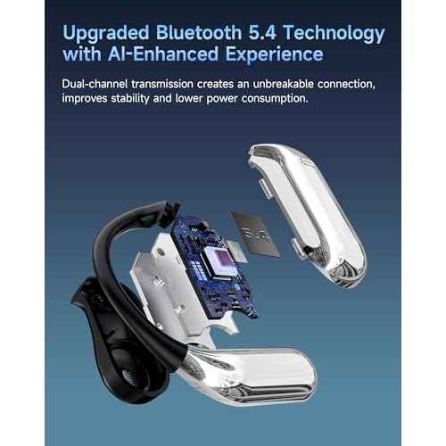 CoolJumper AI Translating Earbuds Real Time 3 in 1 Translation Headphones 144 Languages & Accents, Ultra Open Ear Headphones Bluetooth 5.4 for Bussiness Travel Learning - Silver Black
