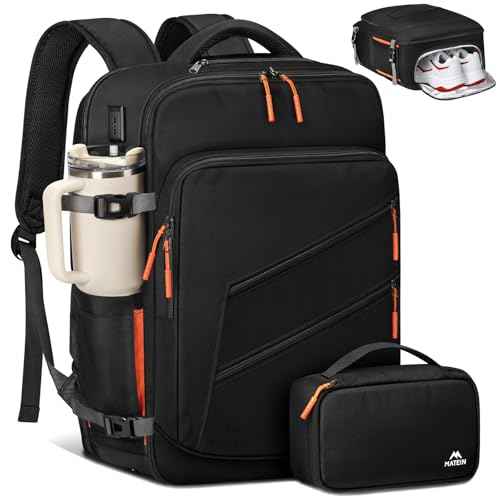 MATEIN Personal Item Backpack 18x14x8 with Shoe Compartment Detachable, Airline Approved Carry On Backpack for Travel with Electronics Case, Lightweight Luggage Bag for Spirit Airlines Fits 17" Laptop