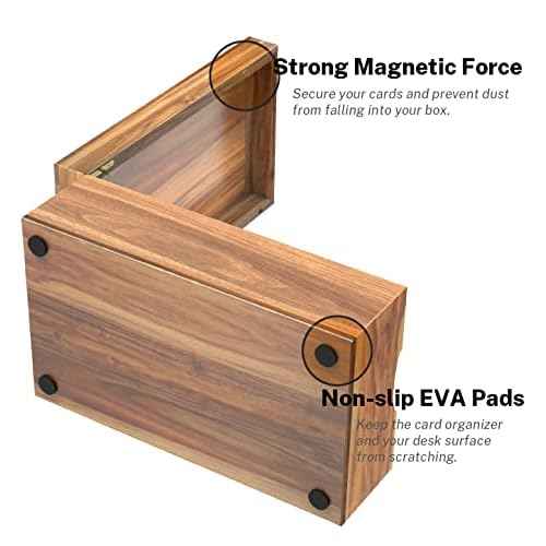 Neando 4¡¯¡¯x6¡¯¡¯ Index Card Holder, Acacia Index Card Box, Index Card Organizer Case, Wood Recipe Box with Dividers, 4 Compartments for 600 Cards, File Note Flash Card Holders