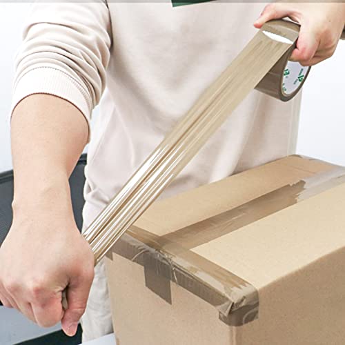 BOMEI PACK 6 Rolls Brown Packing Tape with Dispenser, 2.4 Mil x 1.88 Inch x 60 Yards