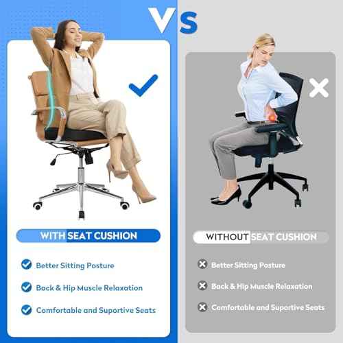 XXLSeat Cushion Office Car Seat Cushion, Memory Foam Cushion for Office Chair, Car Seat, Airplane, Bleacher Non-Slip Chair Pad, Butt Pillow for Desk, Wheelchair, Car (Black)
