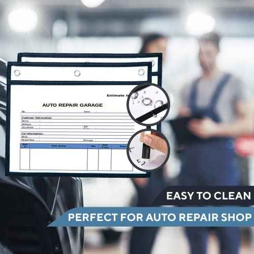 30 Pack Horizontal Job Ticket Holders 8.5x11 - Landscape Shop Ticket Holders 8 1/2 x 11 - Work Order Plastic Sleeves for Documents - Dry Erase Pocket Sleeve - Dry Erase Sleeves Clear Pocket Sleeve