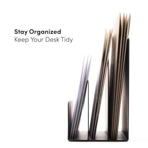Desktop Mail Organizer ? 3-Slot Black Metal Letter Holder and Bill Sorter for Office and Home