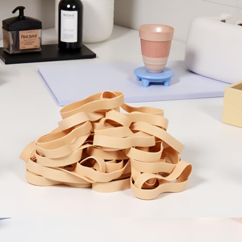 Large Rubber Bands 40 Pcs Size105 Heavy Duty Beig﻿e 5.12" Length – Multipurpose Elastic