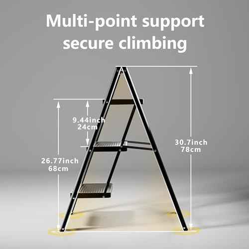 Step Ladder 3 Step Folding, Sturdy 330 Lbs Small Step Stool for Adults, Closet Step Stool Ladder with Anti-Slip Wide Pedals, Portable Folding Ladder for Home Kitchen Office