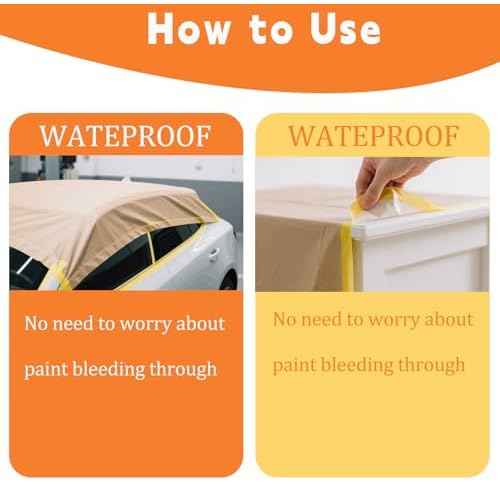 Painter's Pre-Taped Masking Paper and Masking Tape in one Kraft Paper Roll 10 Pack 18" x 50 Feet(Each roll) Total 500 feet Paper is PRE-Folded Painters Paper with Tape
