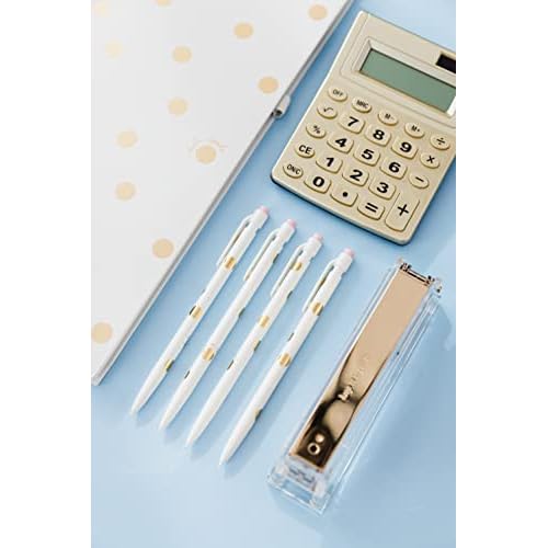 Kate Spade New York Standard Function Desktop Calculator, Acrylic Solar Powered Calculator, Gold Dot