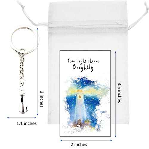 Smiling Wisdom - 20 Bulk Gifts - Employee Light a Path for Others Cards and Beacon Gift - 60pcs - Team Staff Teachers Students Leaders - Lighthouse Keychains