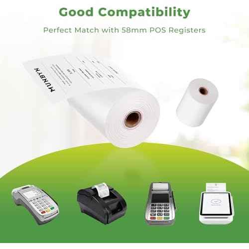 MUNBYN 2 1/4" X 85 ft Thermal Receipt Paper (50 Rolls) Cash Register Paper Rolls Fits for Most Credit Card Terminals, Verifone VX510 VX570 FD50 T4220, BPA Free