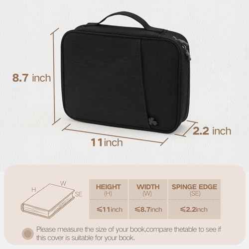 MOSLA Bible Cover Bag with for Women Men, Scripture Study Carrying Book Cover Church Bag with Handle and Pocket for Fathers Mothers Mom Kids, Catholic Church, Christian Gifts Black