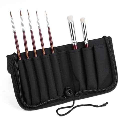 Kolinsky Sable Miniature Paint Brushes - Golden Maple 7pcs Detail Paint Brushes Drybrushes for Acrylic Watercolor, Small Fine Detail Paint Brush Set for Mini Paints (red)