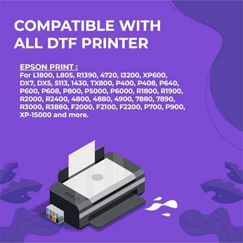 Enlite Premium DTF White Ink for DTF Heat Transfer Film Printing, Used for Printhead L1800 L805 R1390 4720 I3200 XP600 DX7 DX5 5113, Great Fluency, Whiteness and Covering Rate, 16.9oz