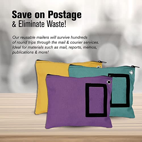 12” x 9” Yellow Canvas Interoffice Mailer Bag with Grommet Locking Closure