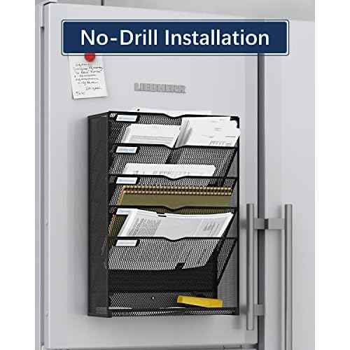 6-Tier Magnetic File Holder - No Drilling Installation File Organizer, Large Capacity Magnetic File Holder for Refrigerator, File Cabinets, Whiteboard, Office, Kitchen