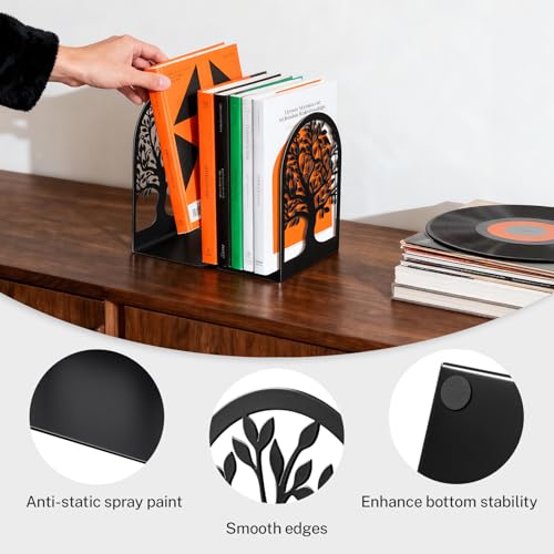 HappyHapi Metal Book Ends - Decorative L-Shaped Shelving Support, 7 Pairs