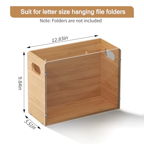 Sbanmao Acrylic & Bamboo Wall File Organizer Set of 2 - Letter Size, Rectangular, Portable Handles