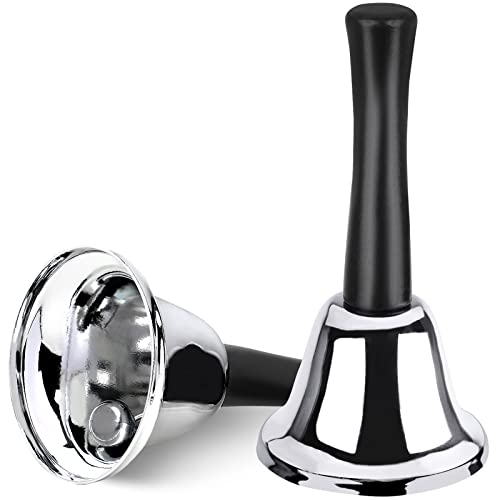 Joyberg 2 Pack Silver Hand Bell Set - Loud Classroom Dinner Alarm & Service Bell