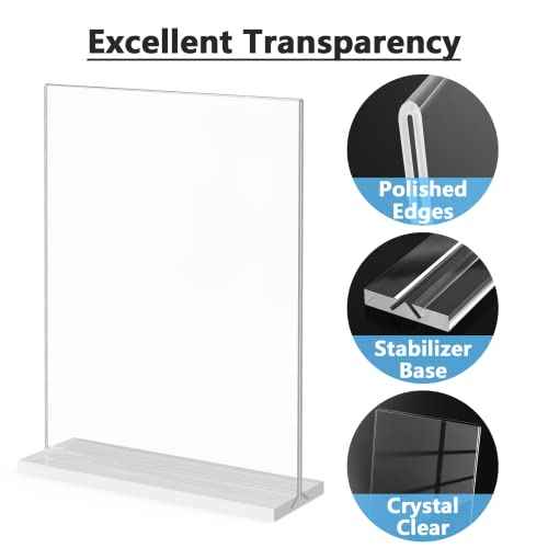 MaxGear Acrylic Sign Holder 8.5x11 Inches 10 Pack, Double Sided Clear Display Stand Table Top Paper Holder, Vertical Menu Flyer Stand, Plastic Frame for Stores, Restaurants, Hotels, Office