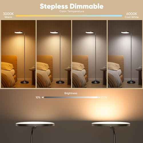 36W LED Floor Lamp, Super Bright Standing Lamp, Modern Stepless Dimmable Torchiere Tall Lamp with Remote Control, 350¡ÆRotating Head Reading Floor Lamp for Living Room, Bedroom, Office