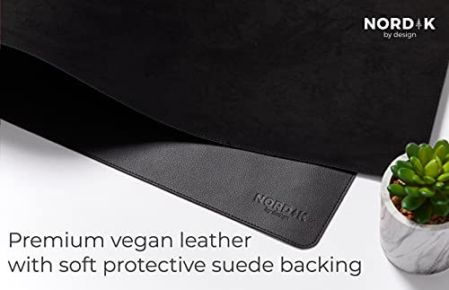 Nordik Leather Desk Mat Pebble Black - Large 35x17 Inch Office Desk Pad