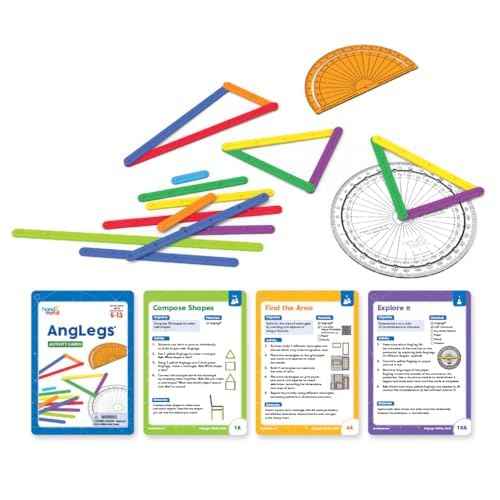 hand2mind AngLegs Classroom Set with 30 Protractors, Geometry Manipulatives, Geometric Shapes for Classroom, Montessori Math Materials, Math Teaching Tools, 4th Grade Math Manipulatives for Kids