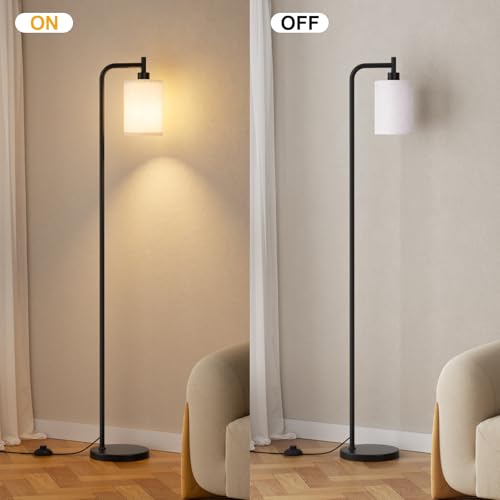 Ziisee Beige-Black 64" Floor Lamp with Remote, Dimmable Tall Standing Light for Living Room & Bedroom