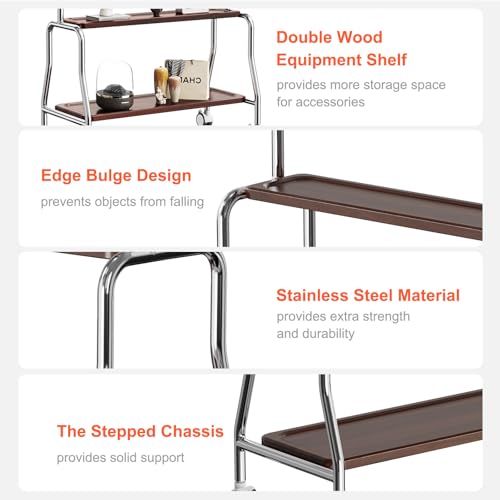 Sythdio Style 2 Stainless Steel Rolling TV Stand 32-75” TV Cart w/ Shelves