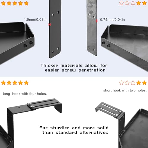 Fixirons 11in Black Office Cubicle Corner Shelf with Hooks - Adjustable & Space-Saving