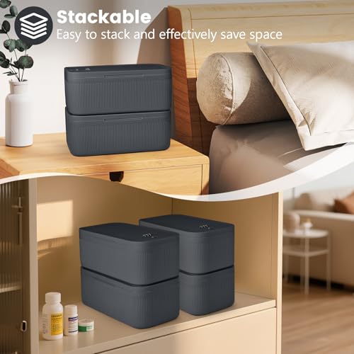 Seggmntree Gray Lockable Storage Box with Combination Code - Safe for Medication, Snacks, and Phone Jail