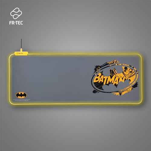 FRTEC - XL Batman RGB LED Light Mouse and Keyboard Pad, Plug and Play, Smooth Surface, Non Slip